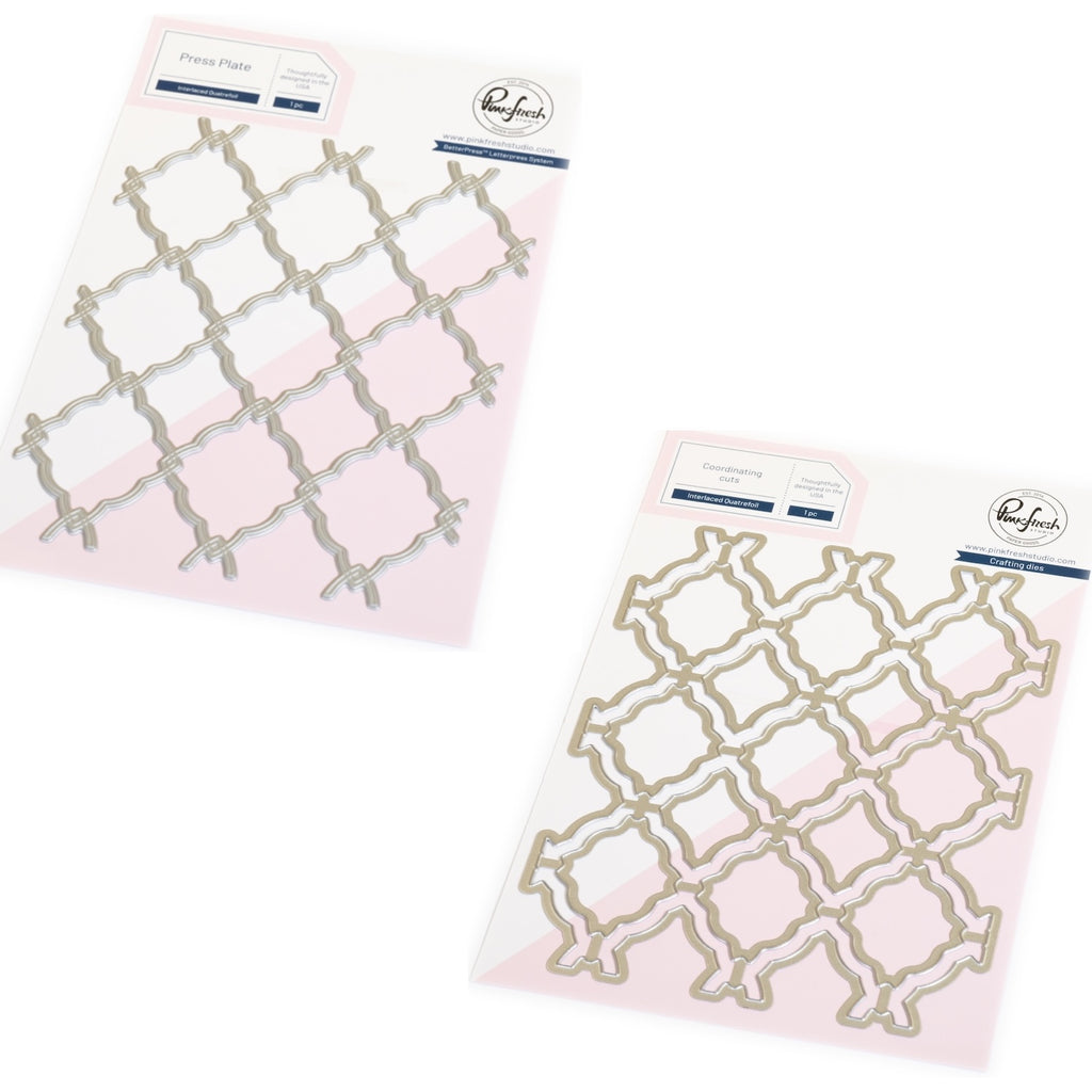 Pinkfresh Studio Interlaced Quatrefoil Die And Press Plate Bundle