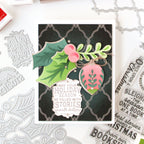 Pinkfresh Studio Interlaced Quatrefoil Die And Press Plate Bundle Christmas Stories Card