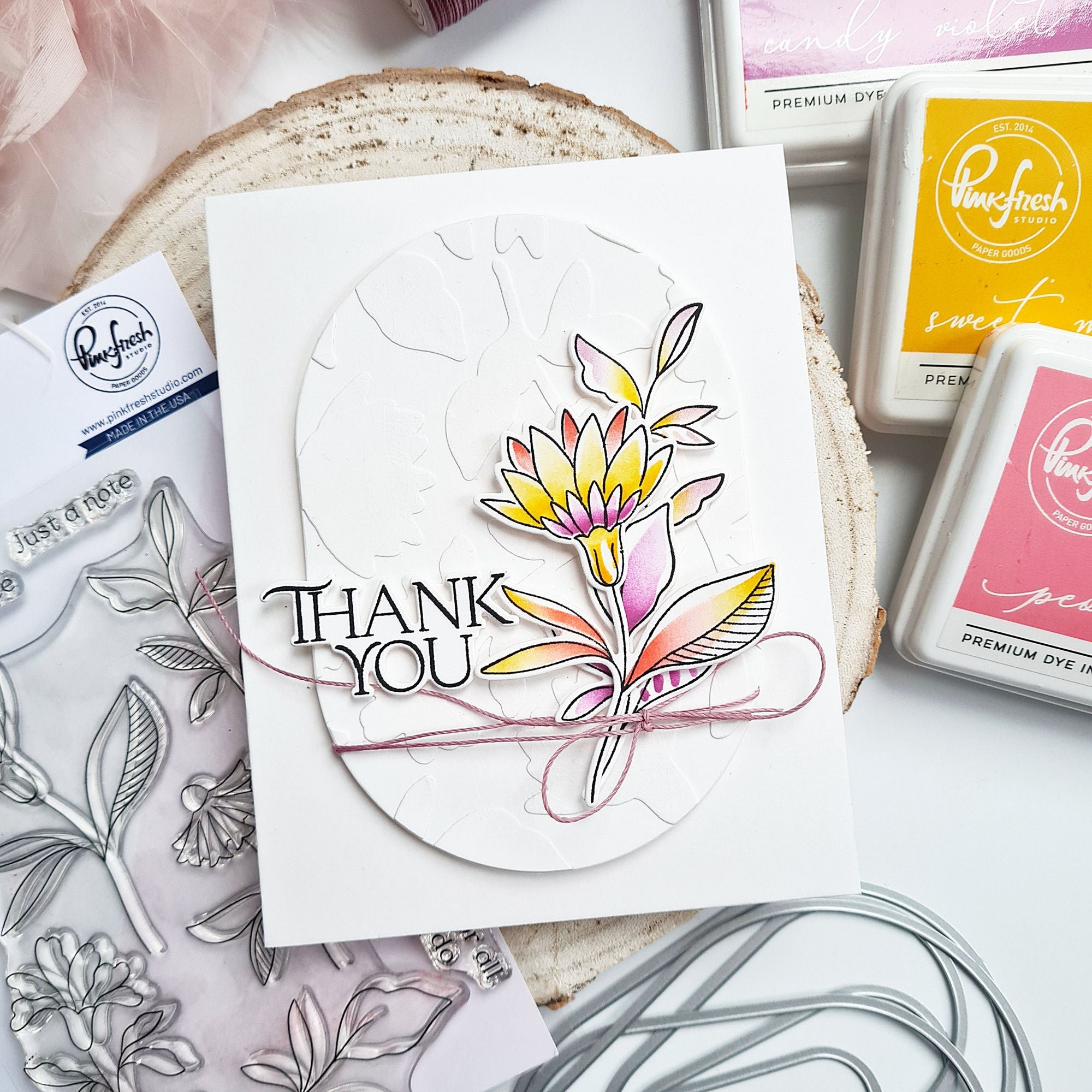 Pinkfresh Studio Kindness In Bloom Clear Stamps 256824 Floral Thank You Card