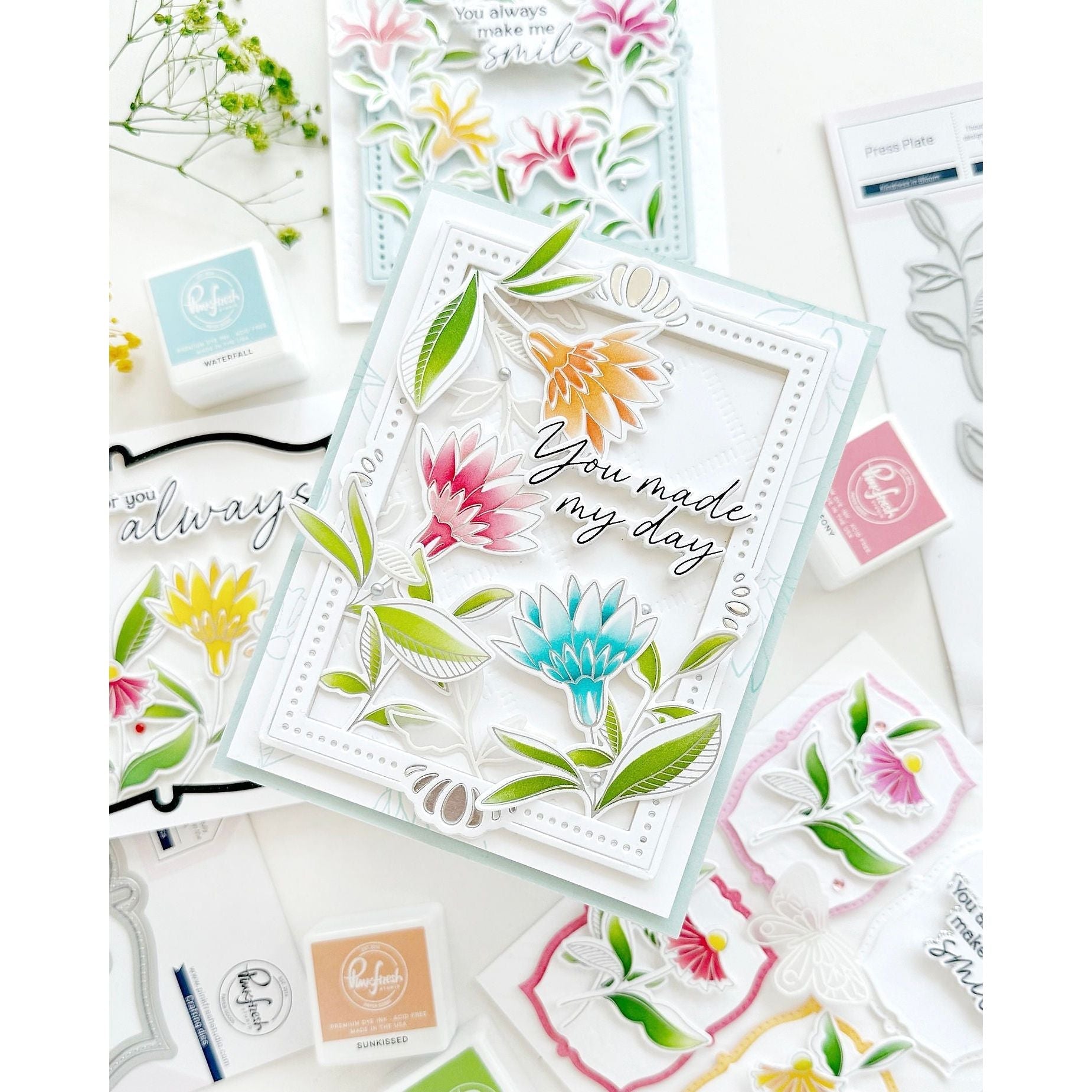 Pinkfresh Studio Kindness In Bloom Clear Stamps 256824 You Made My Day Card | color-code:ALT02