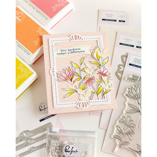 Pinkfresh Studio Kindness In Bloom Press Plate 257124 Floral Kindness Card | color-code:ALT01