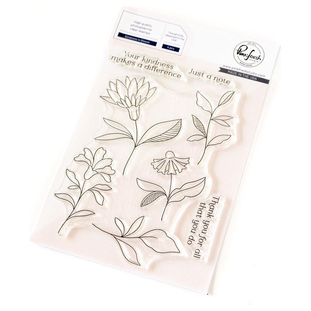 Pinkfresh Studio Kindness In Bloom Stamps Die Stencils And Press Plate Bundle Clear Stamping Set