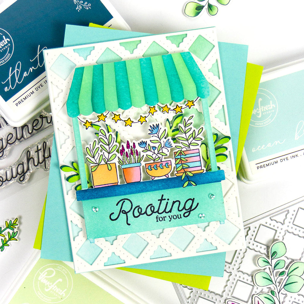 Pinkfresh Studio Lacy Lattice Coverplate Die 298525 Rooting For You Card