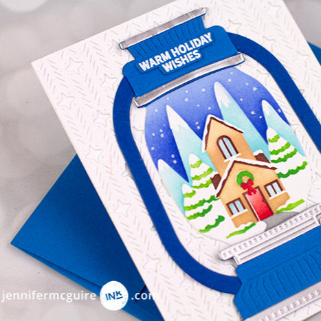 Pinkfresh Studio Lantern Landscapes Stencils 275125 Warm Holiday Wishes Card | color-code:ALT02