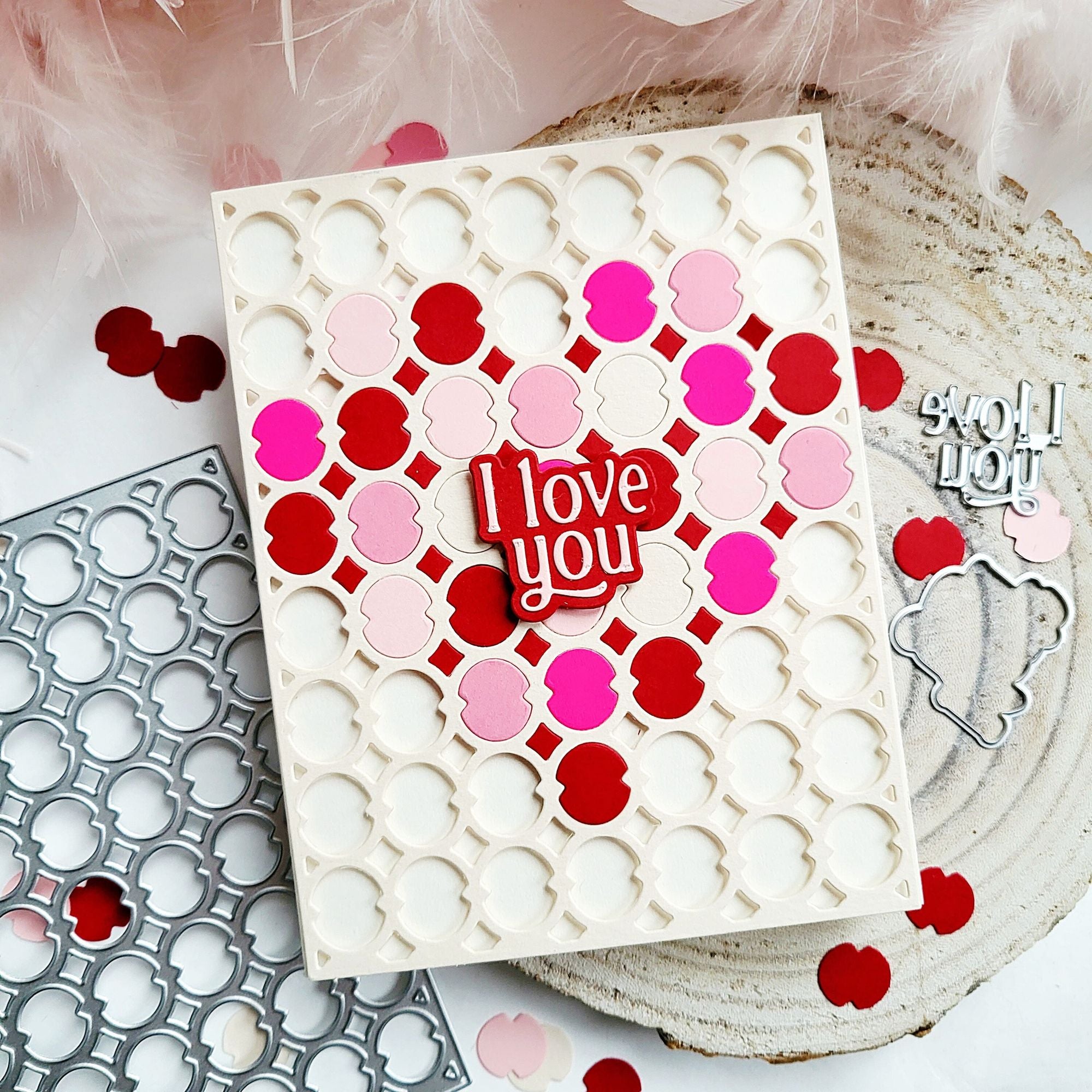 Pinkfresh Studio Lattice Glow Coverplate Die 310625 I Love You Card