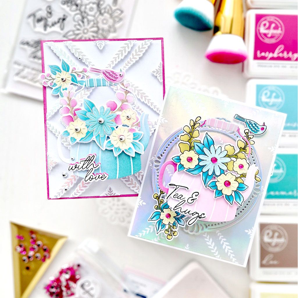 Pinkfresh Studio Leafy Lattice Die 271925 Bright Floral Cards