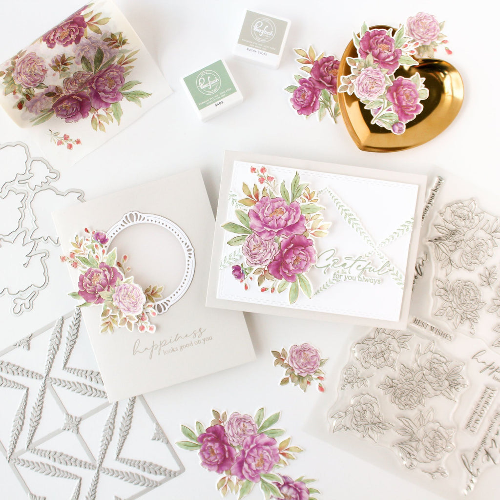 Pinkfresh Studio Leafy Lattice Die 271925 Elegant Floral Cards
