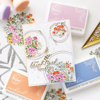 Pinkfresh Studio Leafy Lattice Press Plate 272025 You Brightened My Day Card