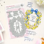 Pinkfresh Studio Lemon Blossom Crest Clear Stamps Dies Stencils And Press Plates Bundle 321526 foiling and letterpress set