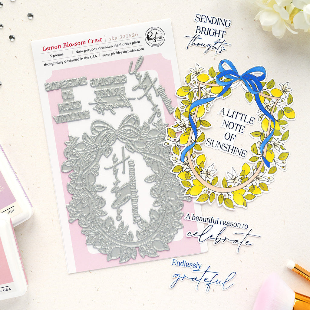 Pinkfresh Studio Lemon Blossom Crest Press Plates 321526