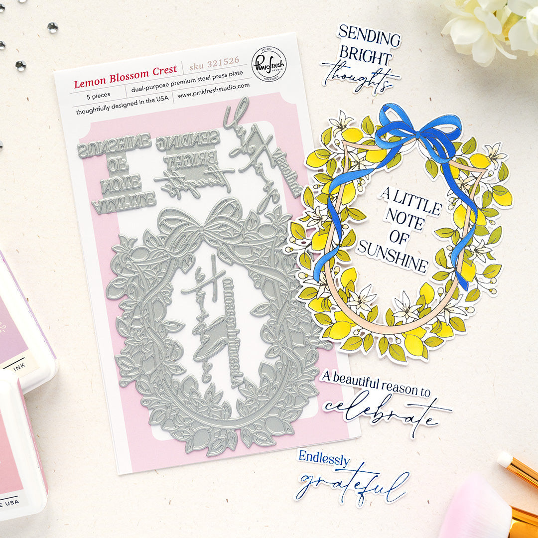 Pinkfresh Studio Lemon Blossom Crest Press Plates 321526
