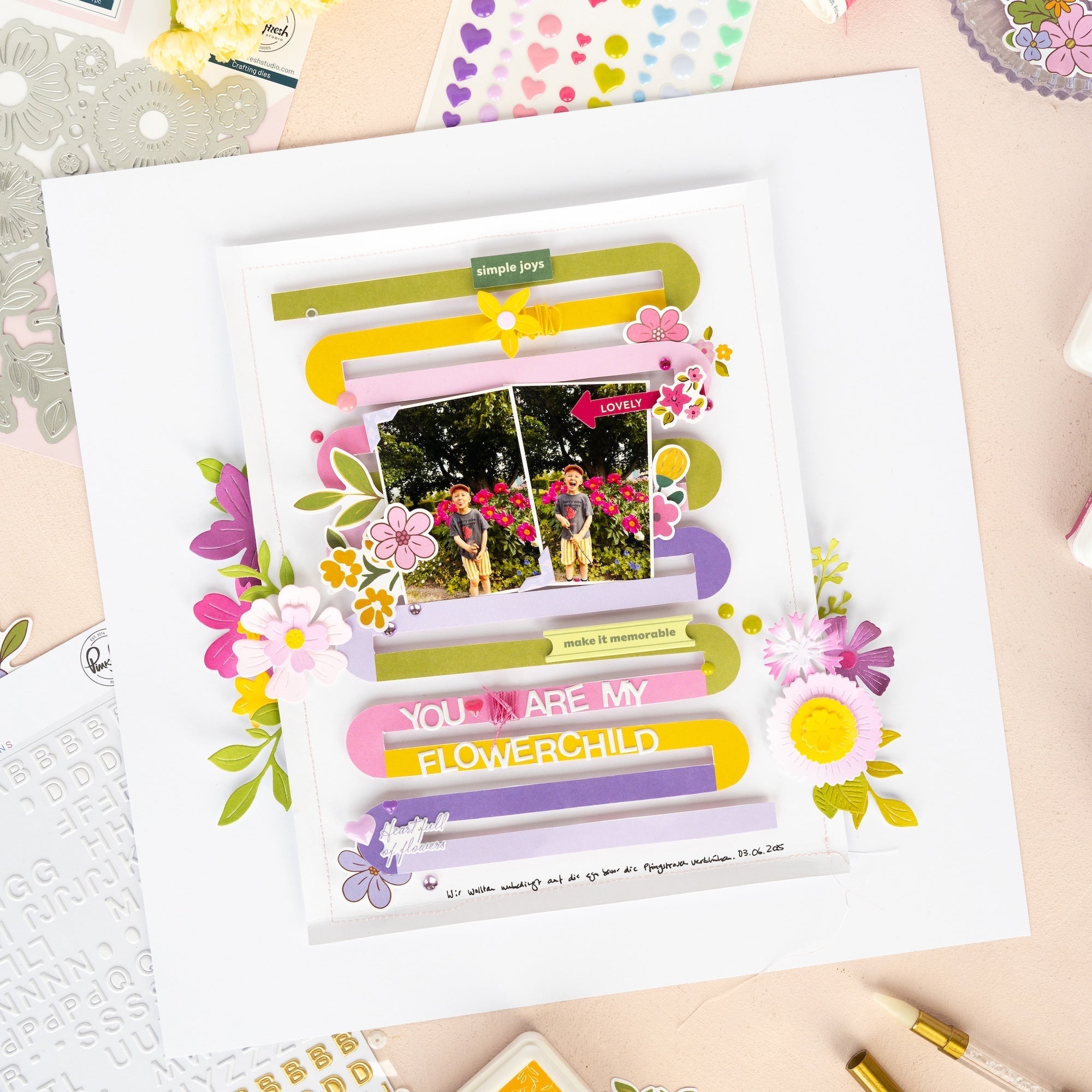 Pinkfresh Studio Lovely Lane Enamel Shapes 282325 You Are My Flowerchild