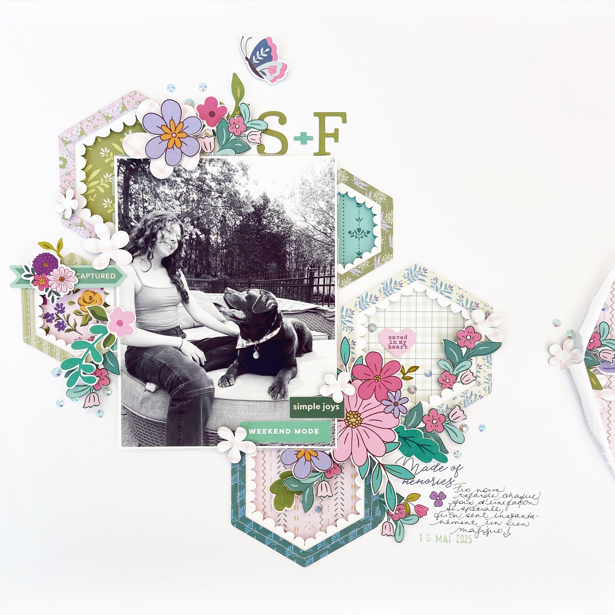Pinkfresh Studio Lovely Lane Floral Ephemera 281625 Dogs Layout