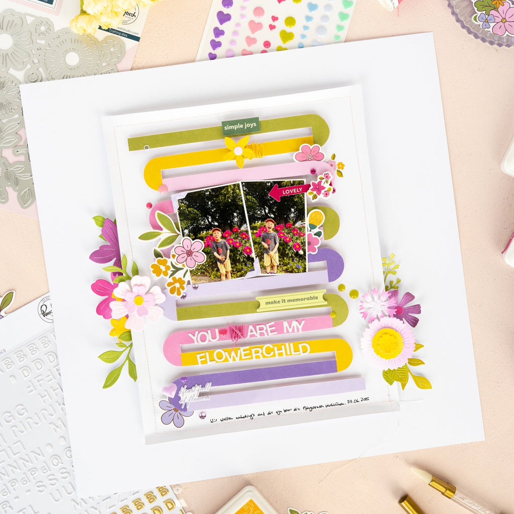 Pinkfresh Studio Lovely Lane Floral Ephemera 281625 You Are My Flowerchild Layout