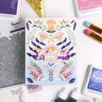 Pinkfresh Studio Lush Elegance Clear Stamps Dies Stencils And Press Plates Bundle Grateful For This Moment Card