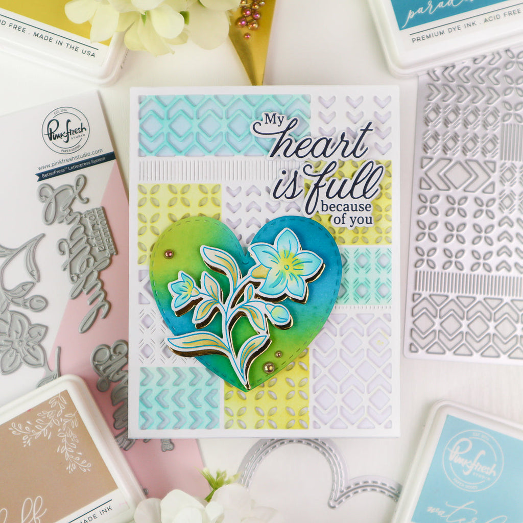 Pinkfresh Studio Lush Elegance Dies 307325 TaeEun My Heart Is Full Card