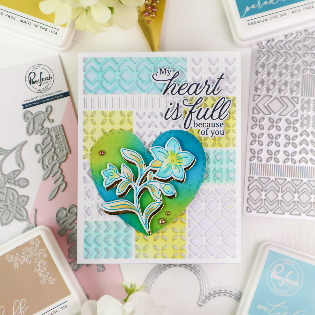 Pinkfresh Studio Lush Elegance Dies 307325 TaeEun My Heart Is Full Card
