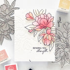 Pinkfresh Studio Magnificent Magnolia Stamps Dies Stencils And Press Plates Bundle Sending You Strength Card