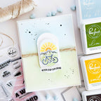 Pinkfresh Studio Mark The Moment Stencils 283825 Never Stop Exploring Bicycle Card