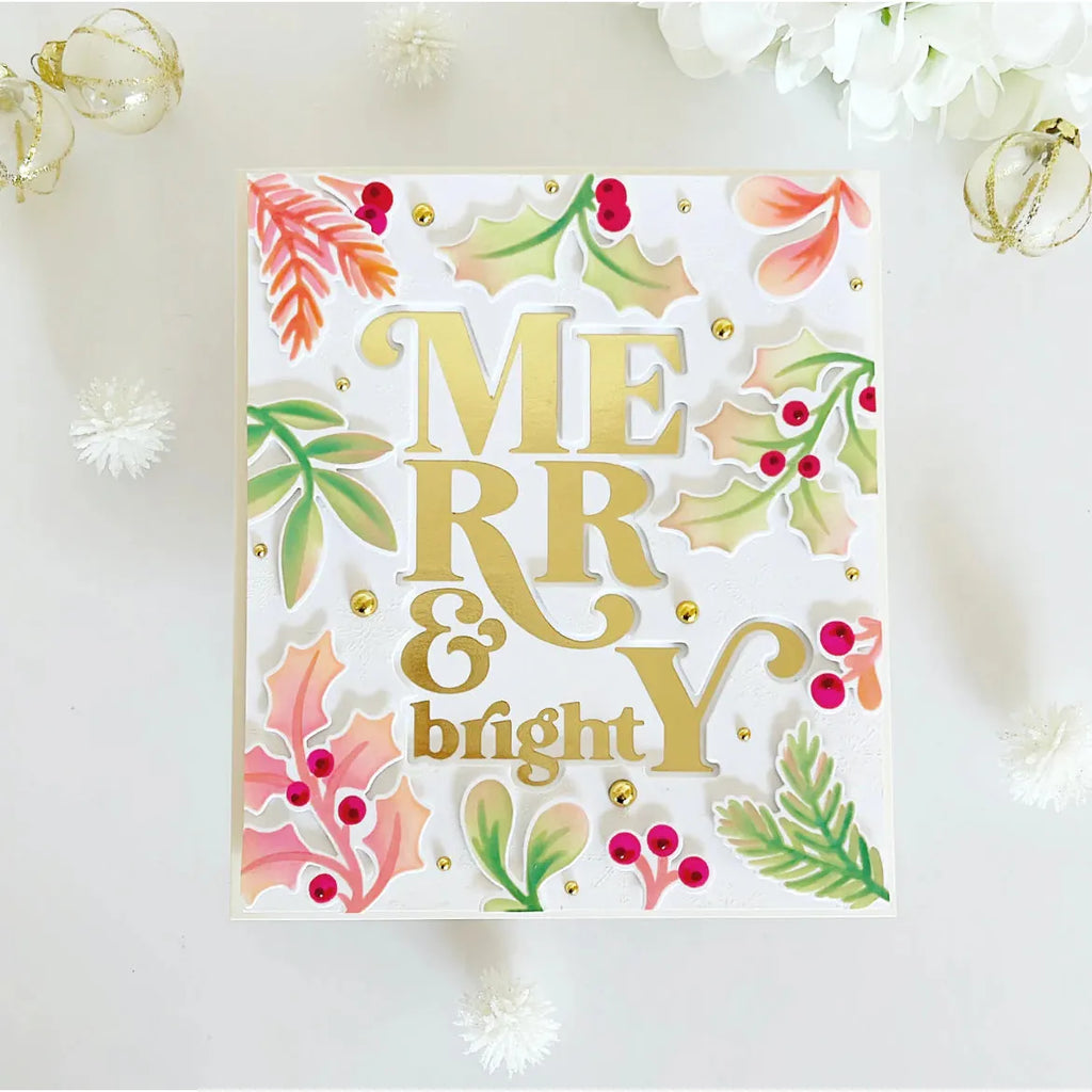 Pinkfresh Studio Merry And Bright Die And Hot Foil Plate Bundle Card Sample