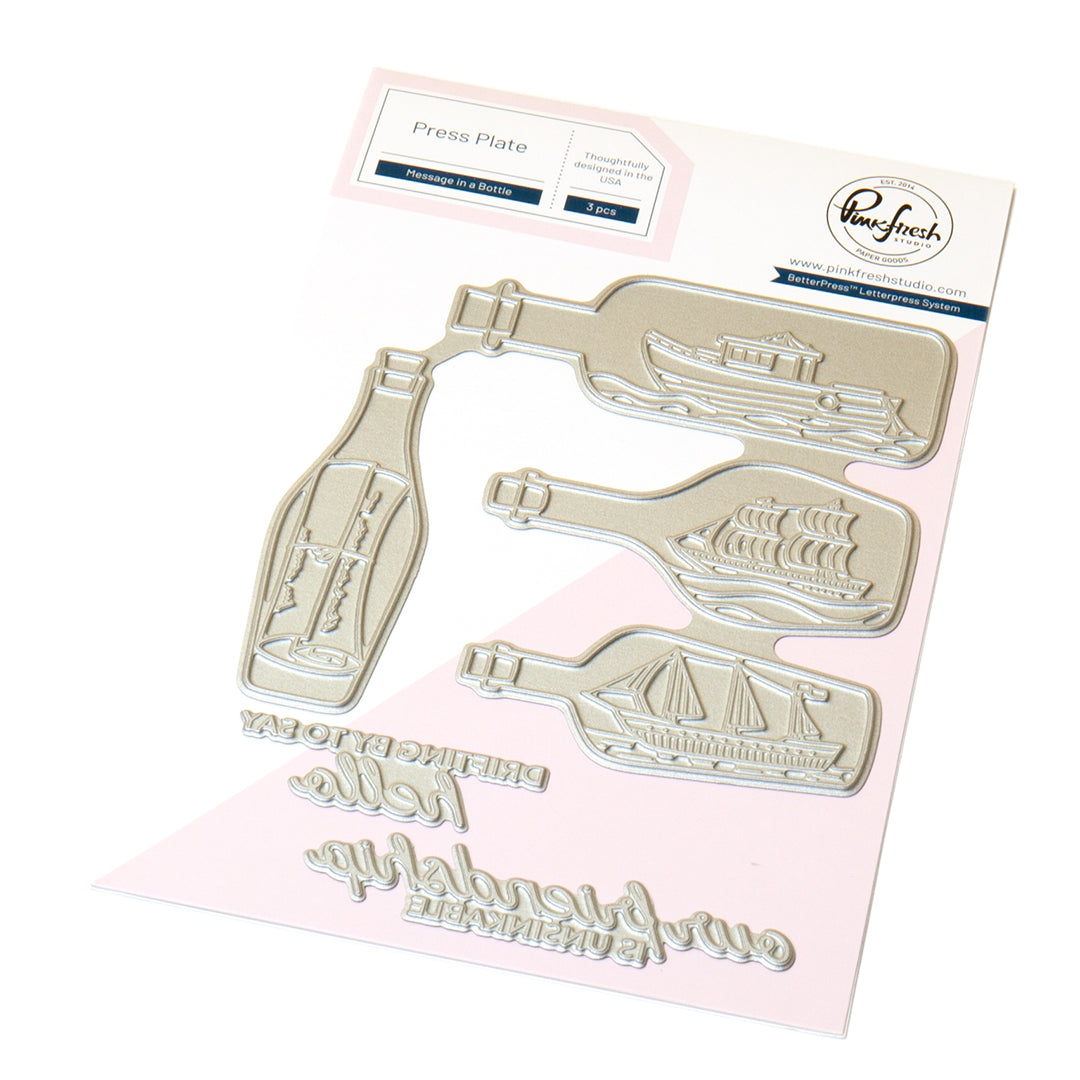 Pinkfresh Studio Message In A Bottle Stamps Dies Stencils And Press Plates Bundle 283125