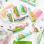Pinkfresh Studio Message In a Bottle Stencils 283025 Nautical Cards