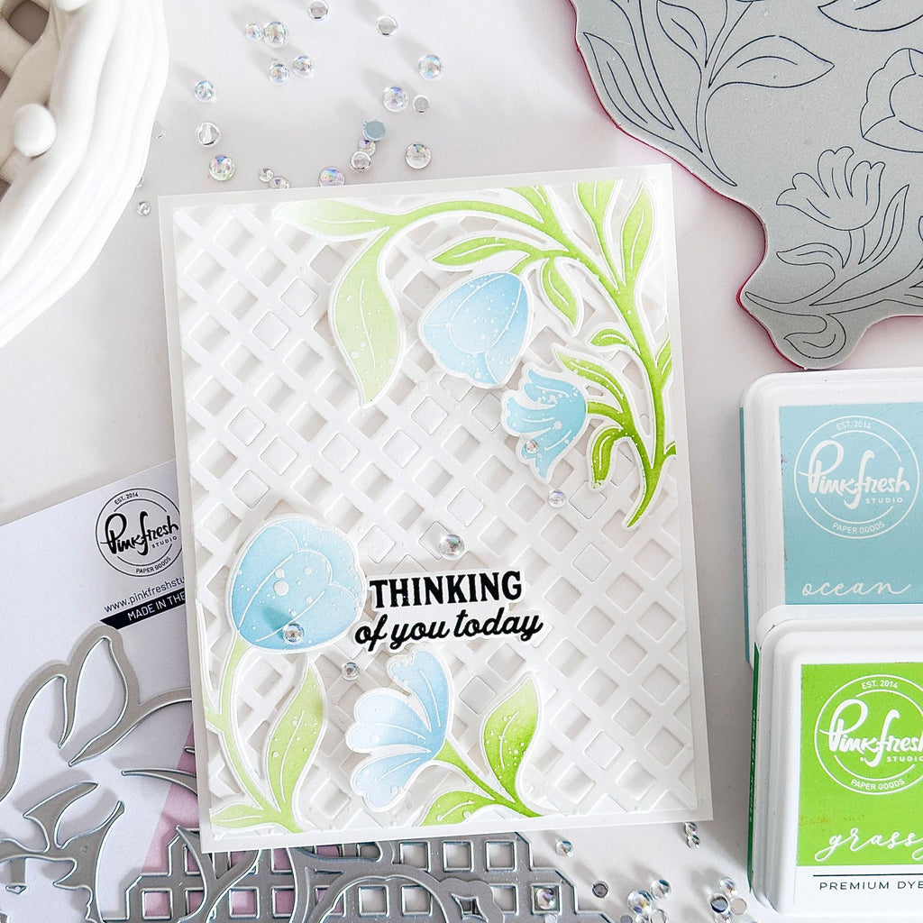 Pinkfresh Studio Moonlit Blooms Cling Stamp 299425 Thinking Of You Card