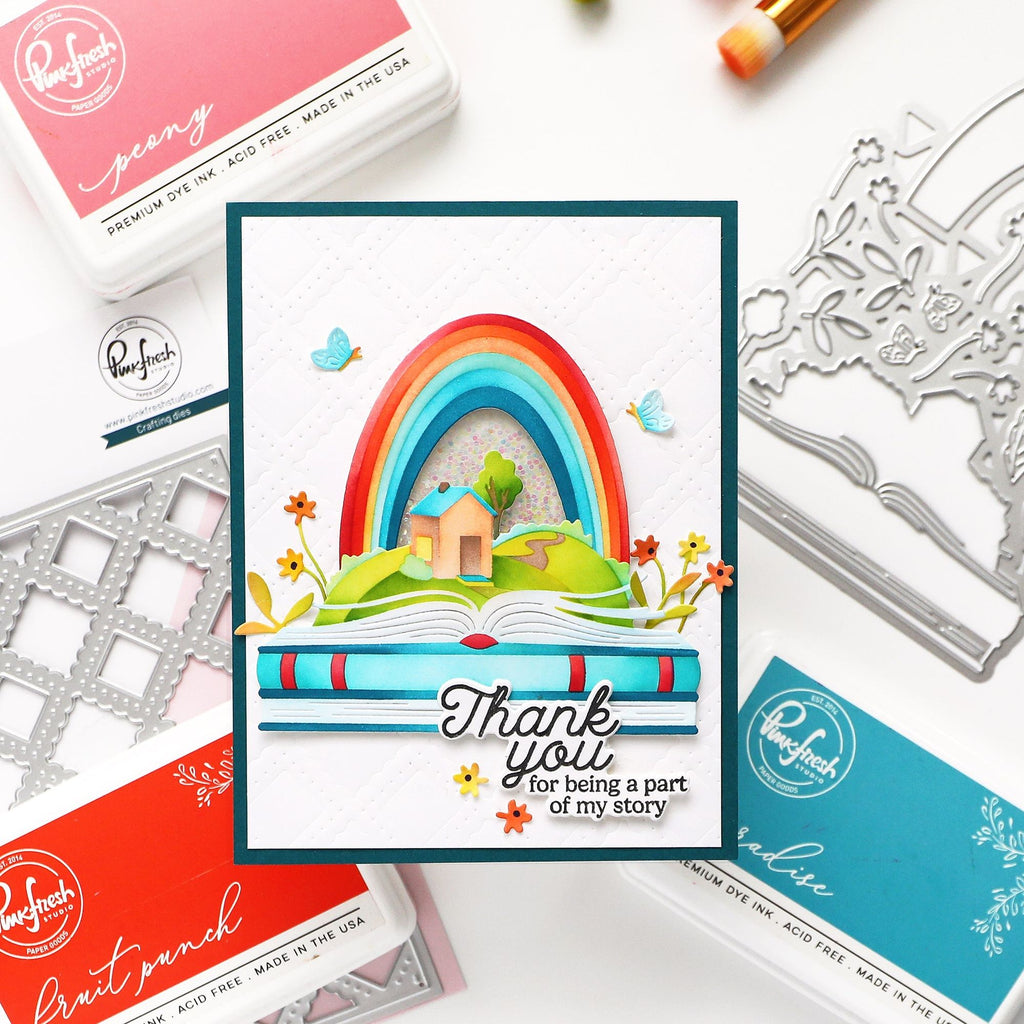 Pinkfresh Studio Nature's Narrative Stencils 295525 Thank You For Being Part Of My Story Card