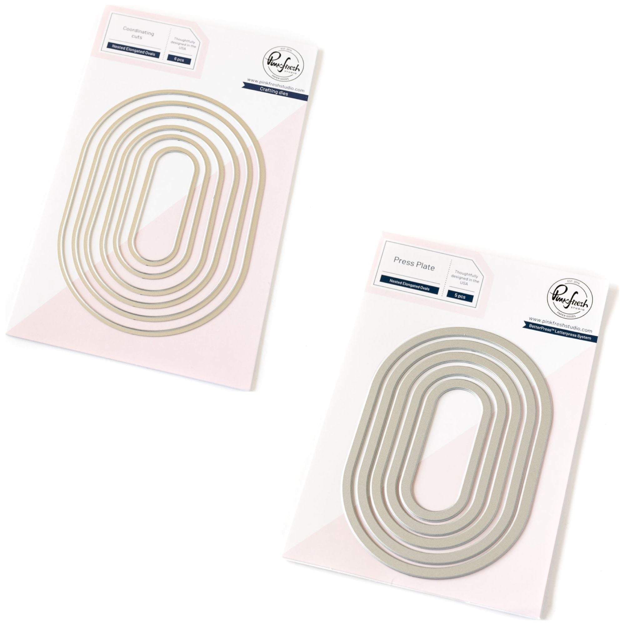Pinkfresh Studio Nested Elongated Ovals Dies And Press Plate Bundle