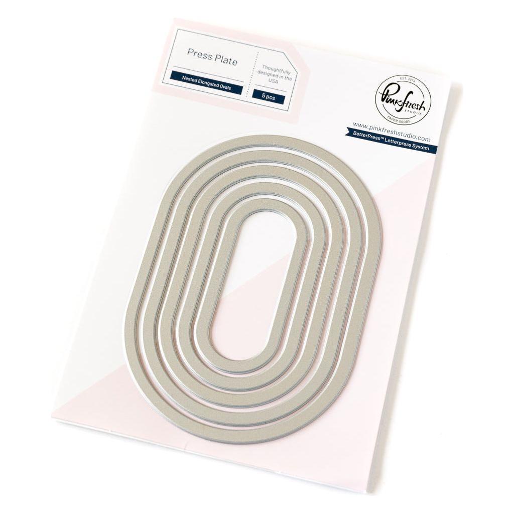 Pinkfresh Studio Nested Elongated Ovals Dies And Press Plate Bundle PF164ES