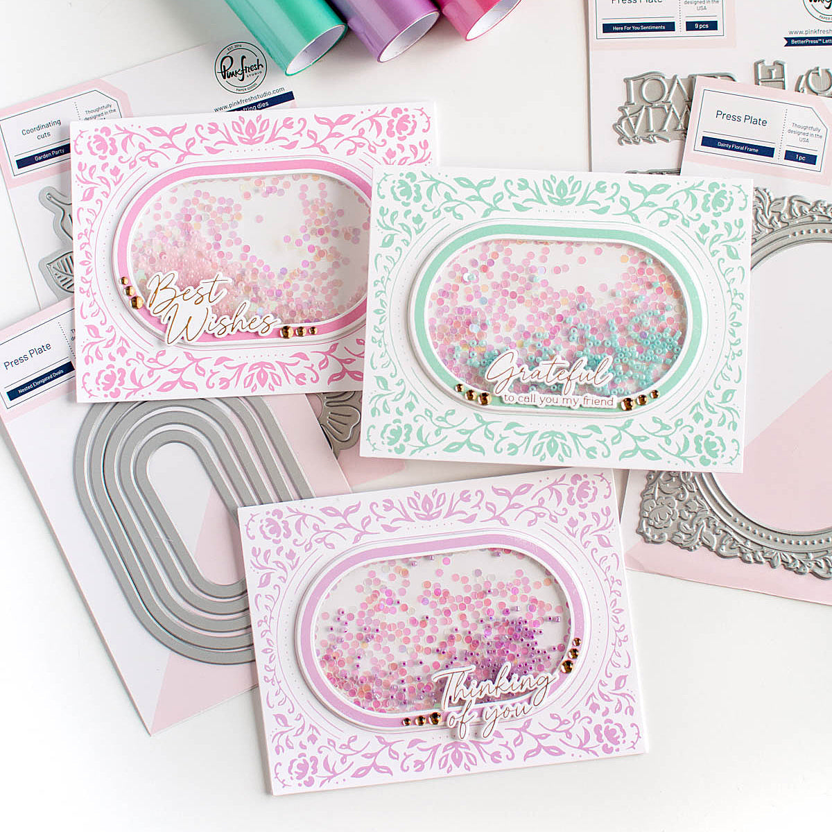 Pinkfresh Studio Nested Elongated Ovals Press Plate pf164es Cards Set
