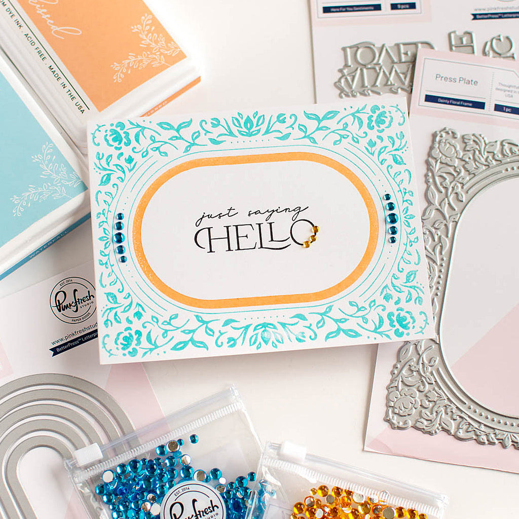 Pinkfresh Studio Nested Elongated Ovals Press Plate pf164es Just Saying Hello