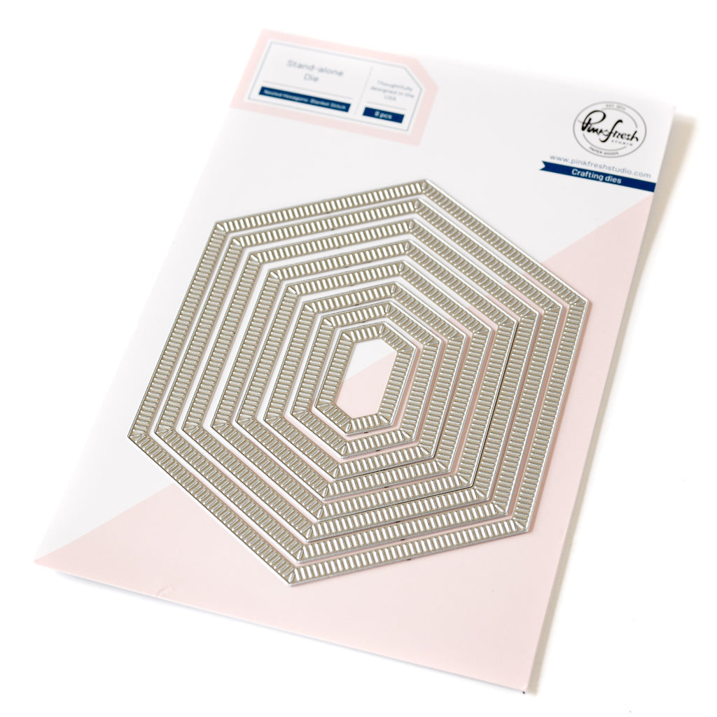 Pinkfresh Studio Nested Hexagons Blanket Stitched Dies pf172es