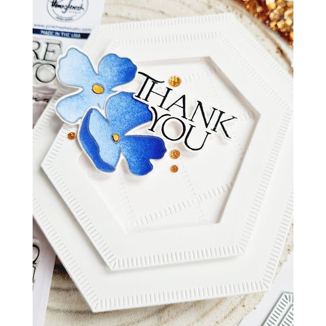 Pinkfresh Studio Nested Hexagons Blanket Stitched Dies pf172es Floral Thank You Card | color-code:ALT02