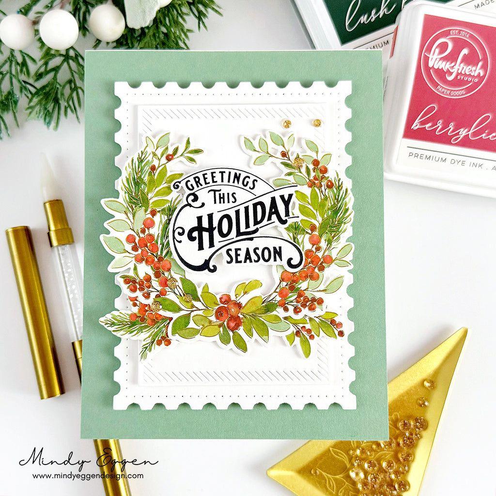 Pinkfresh Studio Nested Rectangles Diagonal Stitch Dies pf169es Holiday Season Card | color-code:ALT03