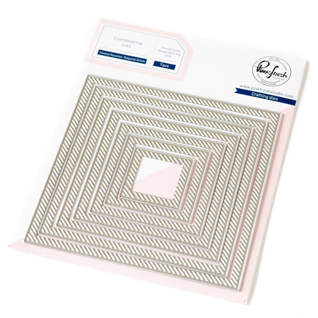 Pinkfresh Studio Nested Squares Diagonal Stitch Dies pf170es
