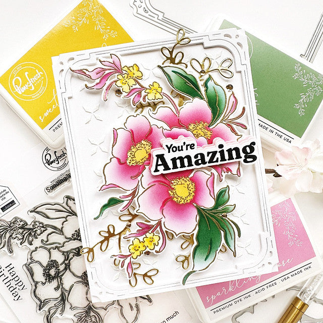 Pinkfresh Studio Nothing But The Best Stamps Dies And Stencils Bundle Amazing Card