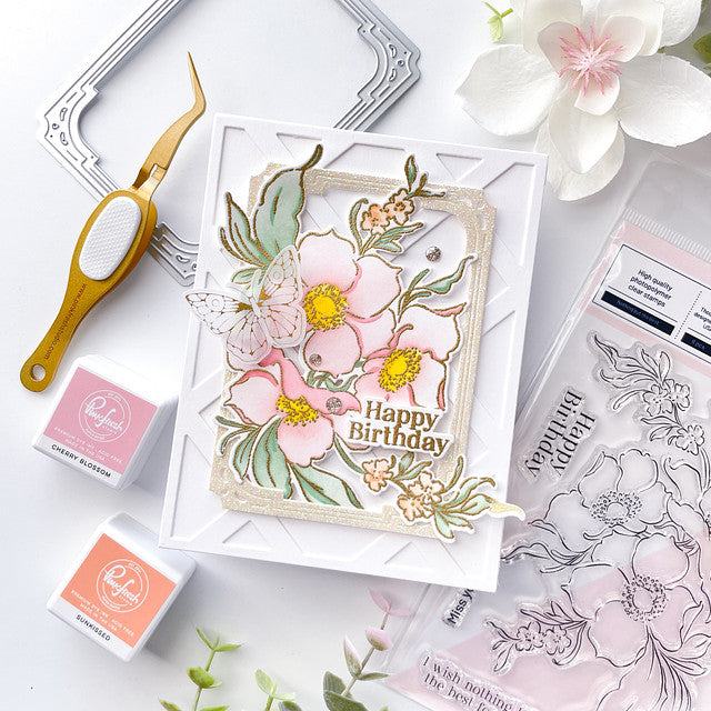 Pinkfresh Studio Nothing But The Best Stamps Dies And Stencils Bundle Happy Birthday Card