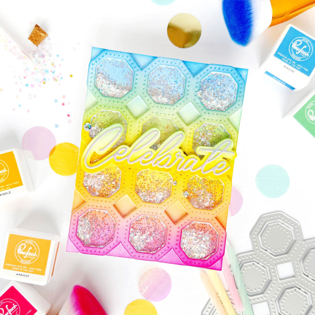 Pinkfresh Studio Octagon Grid Coverplate Die 300825 Celebration Card
