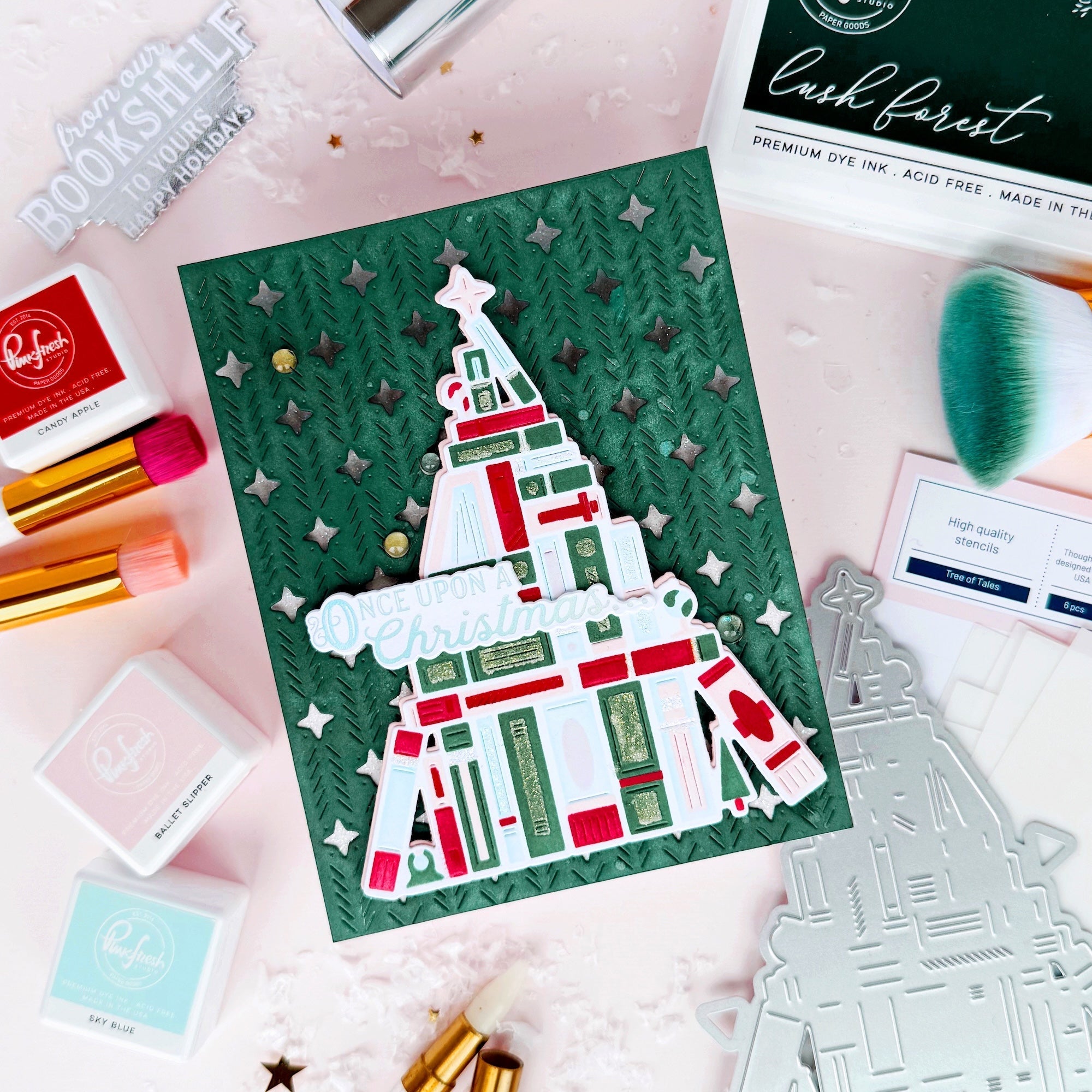 Pinkfresh Studio Once Upon A Holiday Clear Stamps 291325 Christmas Tree Card