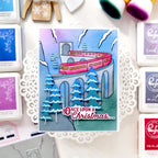 Pinkfresh Studio Once Upon A Holiday Clear Stamps Dies And Press Plates Bundle Christmas Train Card