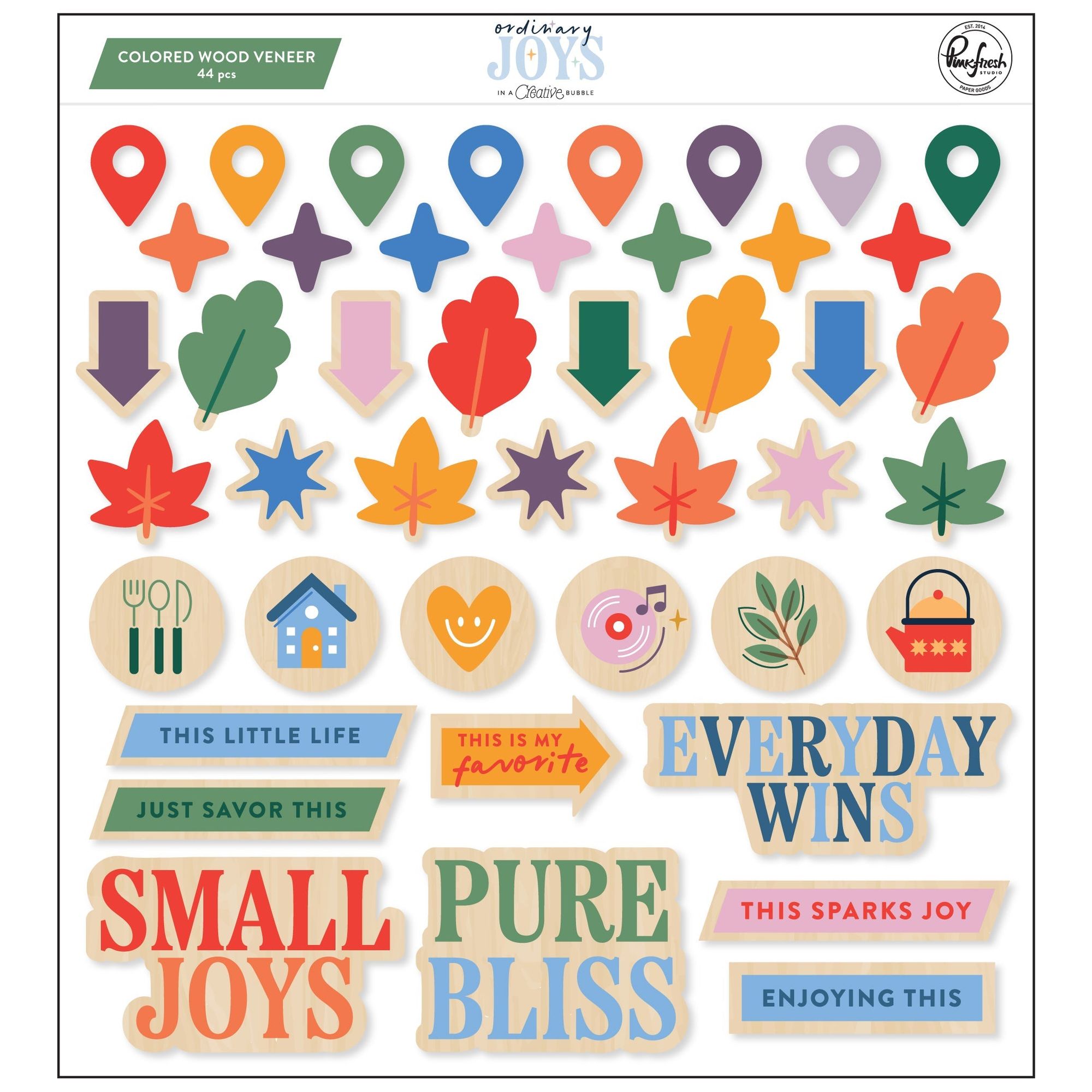 Pinkfresh Studio Ordinary Joy Colored Wood Veneer 303026 Positive Sentiments