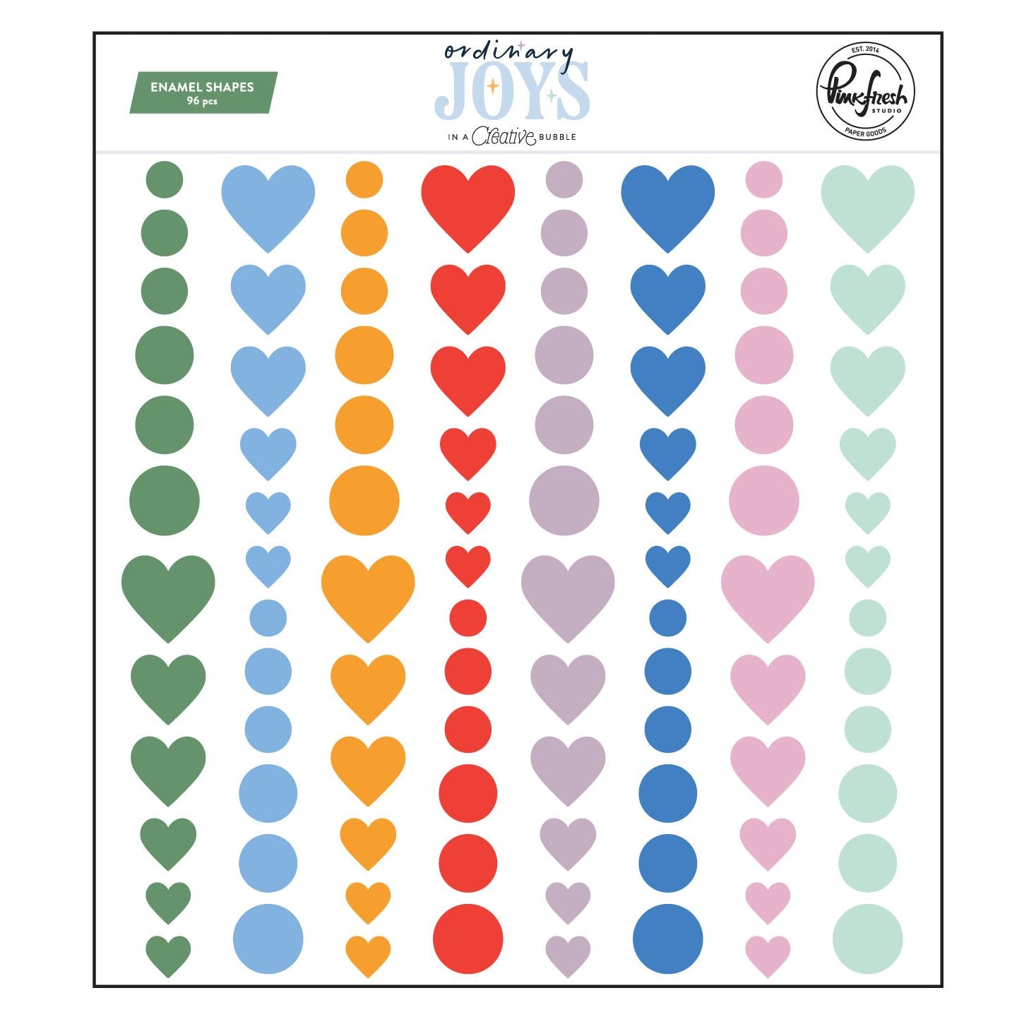 Pinkfresh Studio Ordinary Joy Enamel Shapes 303126 Colorful Hearts