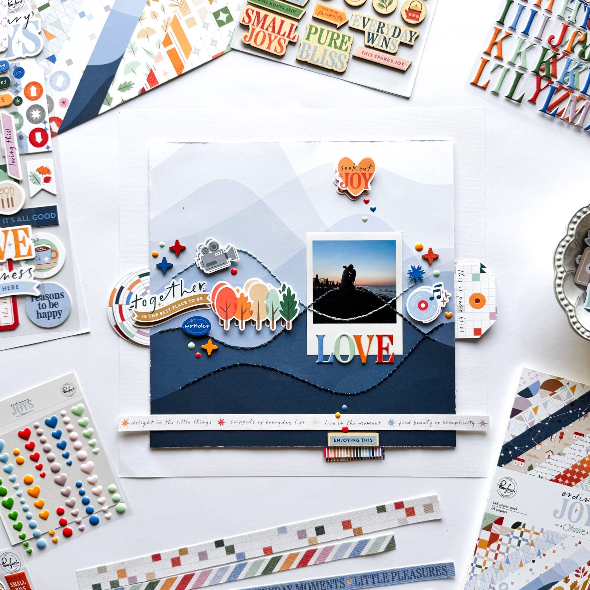 Pinkfresh Studio Ordinary Joy Puffy Alpha Stickers 302826 Nature Landscape Layout