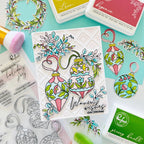Pinkfresh Studio Ornamental Beauty Clear Stamps 332326 Warm Wishes This Christmas Card