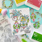 Pinkfresh Studio Ornamental Beauty Clear Stamps Dies Stencils And Press Plates Bundle Colorful Ornament Lattice Card