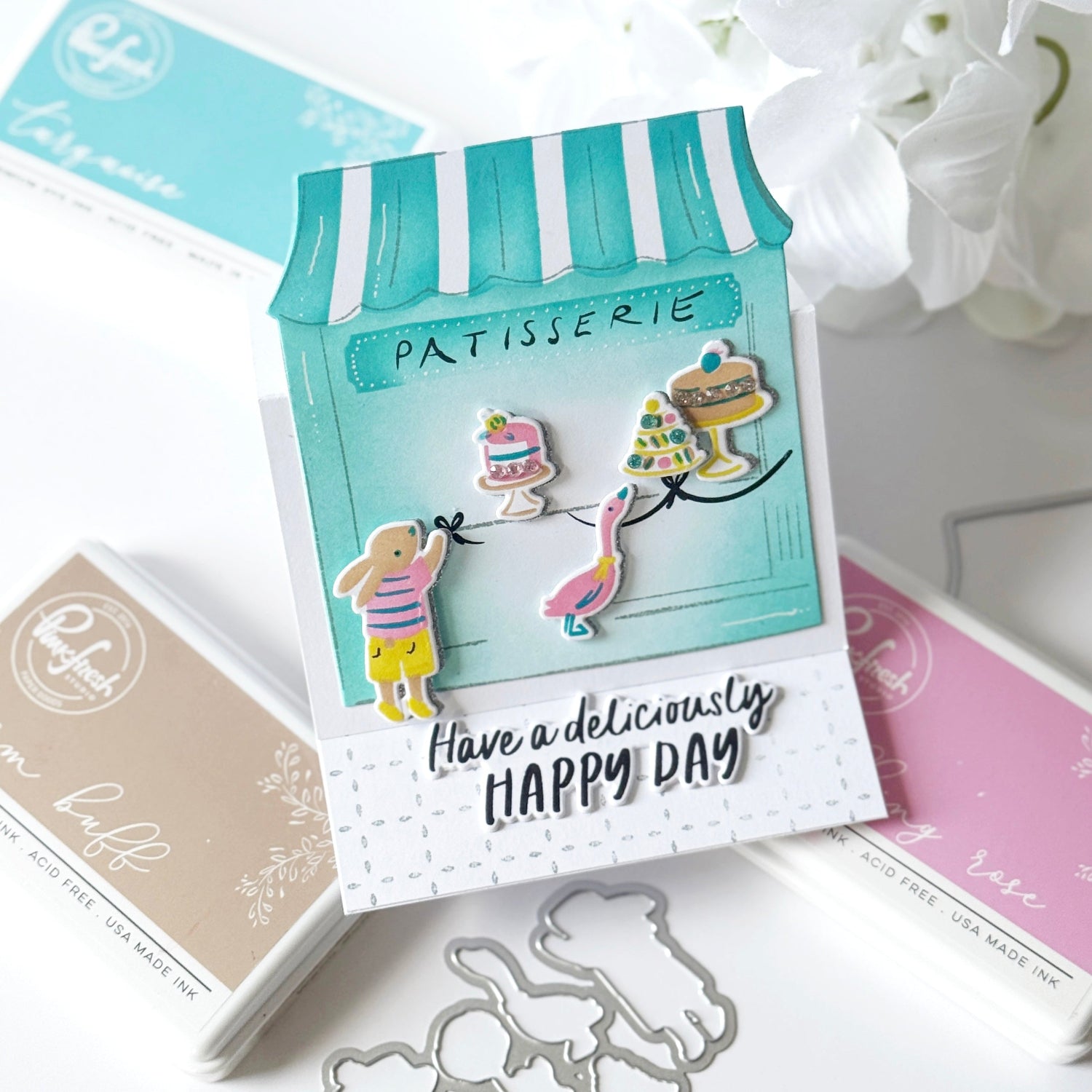 Pinkfresh Studio Patisserie Pals Clear Stamps 278825 Cheryl Espie Card