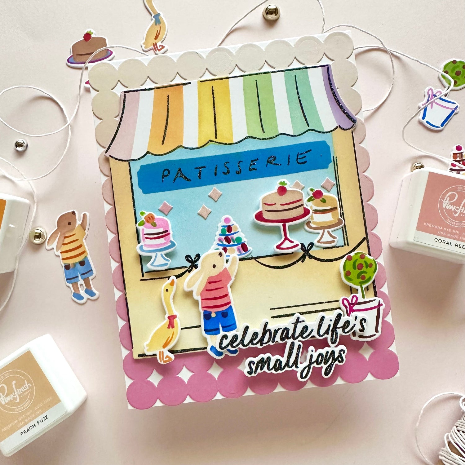Pinkfresh Studio Patisserie Pals Clear Stamps 278825 Enza Card