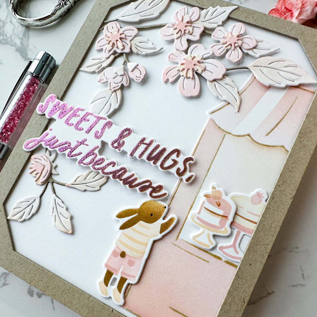 Pinkfresh Studio Patisserie Pals Dies 278925 Just Because Card | color-code:ALT01