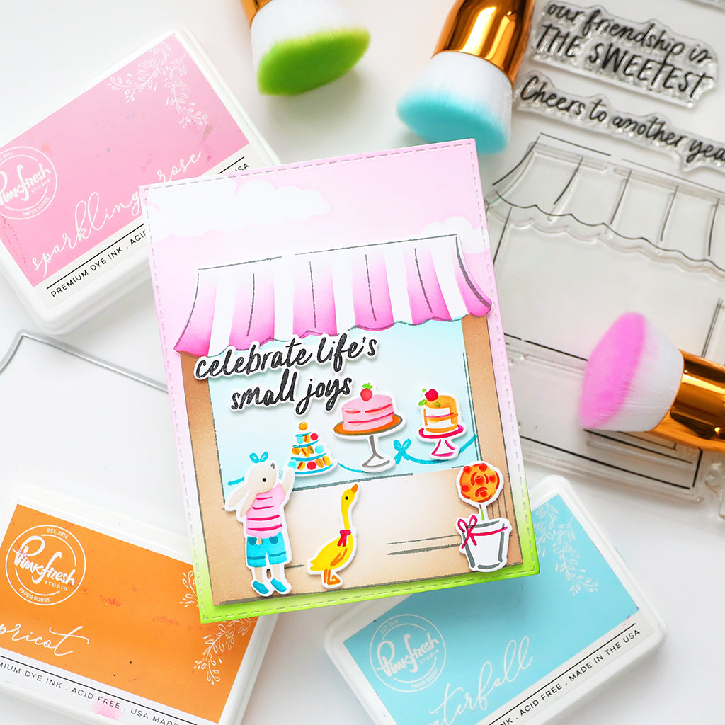 Pinkfresh Studio Patisserie Pals Stamps Dies And Stencils Bundle Isha Card